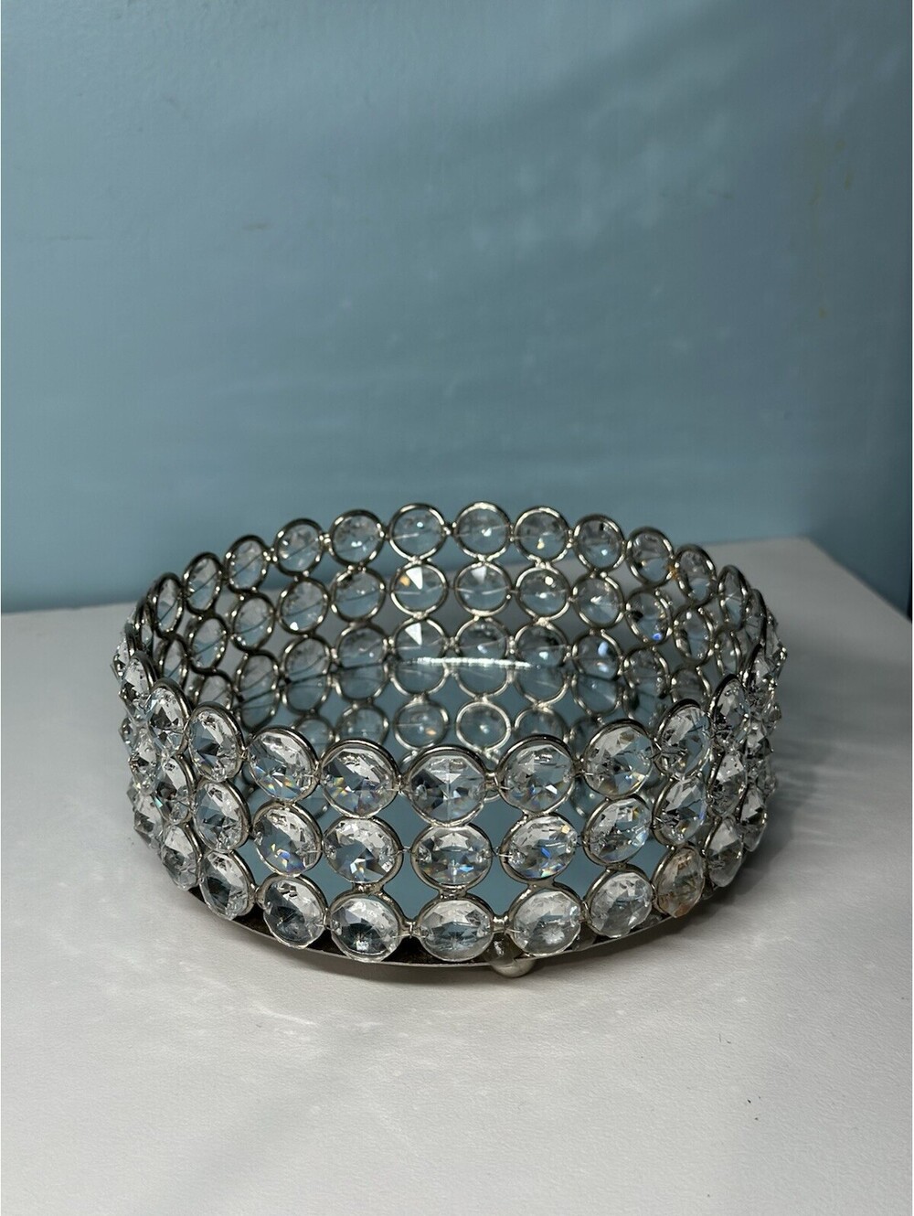 Rhinestone Wine/Candle Coasters From Z Gallerie Clear Faceted Bling 6"x2.5"